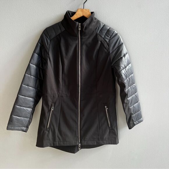 Calvin Klein Performance Soft Shell Quilted Jacket Rain Repellent Classic Black - Picture 2 of 14